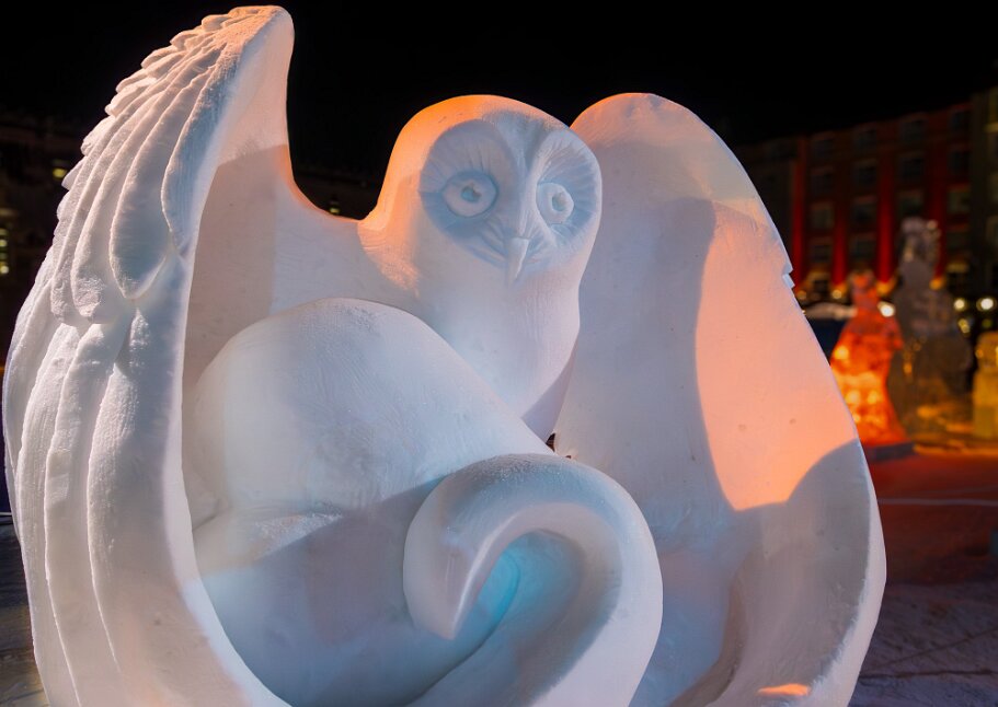 Québec, Carnaval, sculpture sur neige