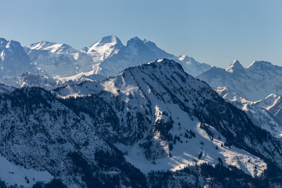 Blick aus der Rigi zu Eiger, Mönch und Jungfrau